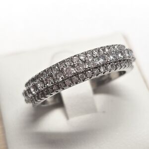 Silver eternity band pave cubic zirconia fashion ring size 8